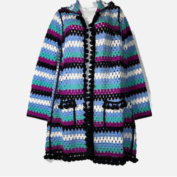 Free The Roses / Hooded Crocheted Cardigan - Picture 6 of 11